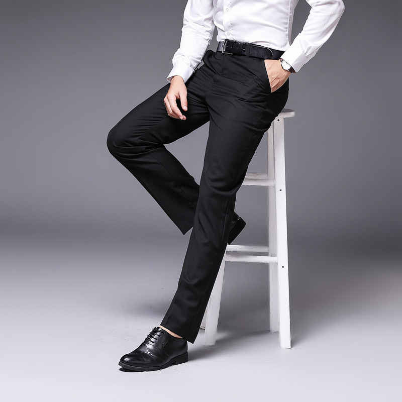 

Men's summer trousers men's slim straight black trousers formal wear to work no-iron business