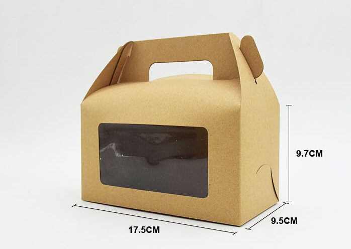 

30pcs/lot Retro Kraft Paper Box DIY Wedding Gift Favor Boxes,Party Candy Box With Clear Window Cake Packaging
