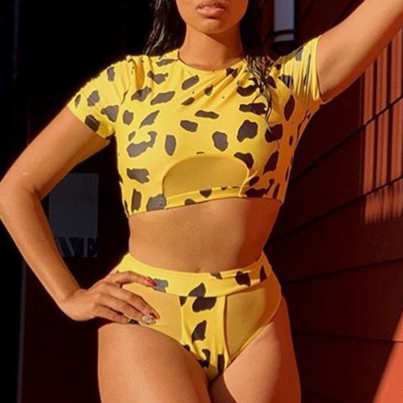 

2020 Sexy Dot Short Sleeve Bikinis Set Women Swimwear Push Up Swimsuit Female Bathing Suit Beach Brazilian Bikini Girl Bathsuit
