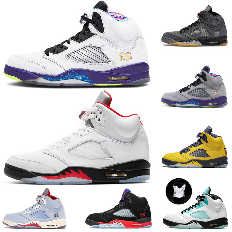 

2021 Hot Selling Jumpman 5 Alternate Bel White Fire Red 5 5s womens mens basketball shoes Black Muslin Top trainers size 13, Item21 white cement 36-47