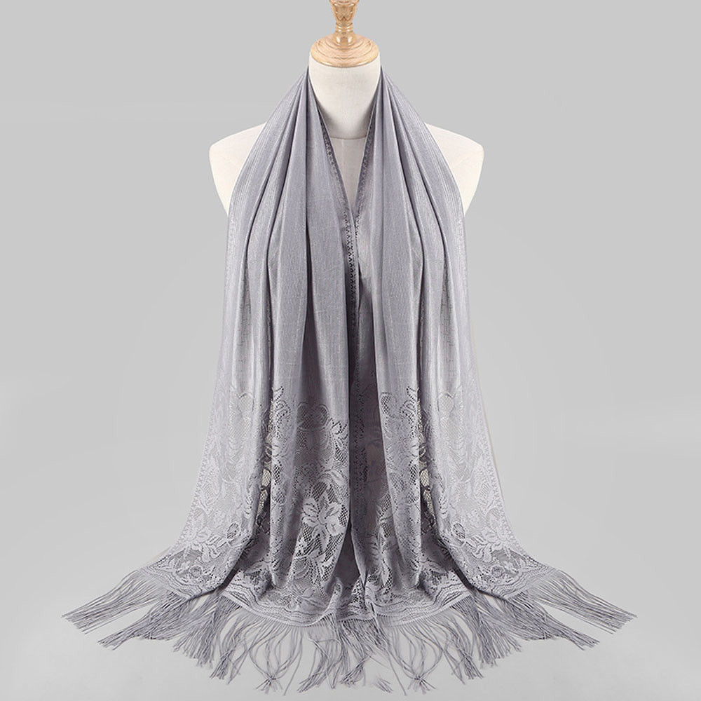 

Hijabs Women Muslim Islamic Tassel Lace Hollow Long Hijab Scarf Shawl Wrap d90404