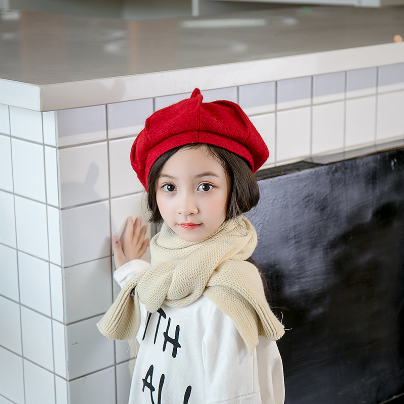 

Fashion Girl Girls Cool Base Good Cashmere Wool Autumn and Winter Popular Doubled Seam Beret Hat, Red