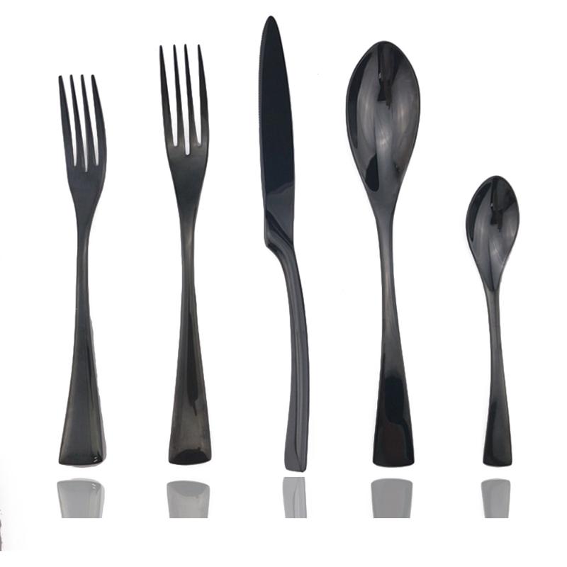 

20 30 Pieces Shiny Black Flatware Cutlery Set 18/10 Stainless Steel Dinnerware Steak Knife Dinner Forks Spoons Silverware Set