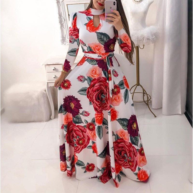 

Oversize Casual Women Summer Dress Print Robe Femme Party Vestidos Women Pullover Plus Size Streetwear Long Bandage Maxi Dresses, Big flowers