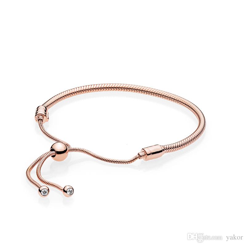 

New arrival 18K Rose Gold Moments Hand Chain BRACELET Set Original Box for Pandora 925 Sterling Silver Women Wedding Bracelets