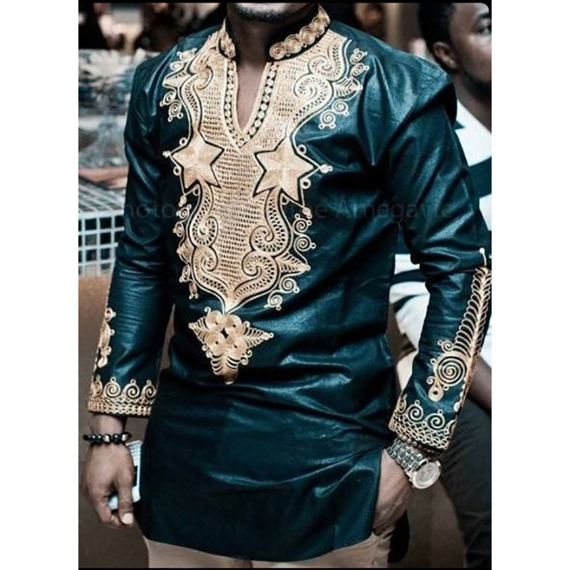 

African Clothing Long Sleeeve V Neck T Shirt Men 2018 Brand New African Dashiki Traditional Dashiki Maxi Man Shirt Men Tops Tees