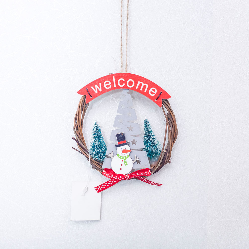 

Craft Decoration Rattan Christmas Wreath Hangings Ring Santa Pendant