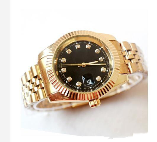 

relogio masculino mens watches Luxury dress designer fashion Black Dial Calendar gold Bracelet Folding Clasp Master gifts couples