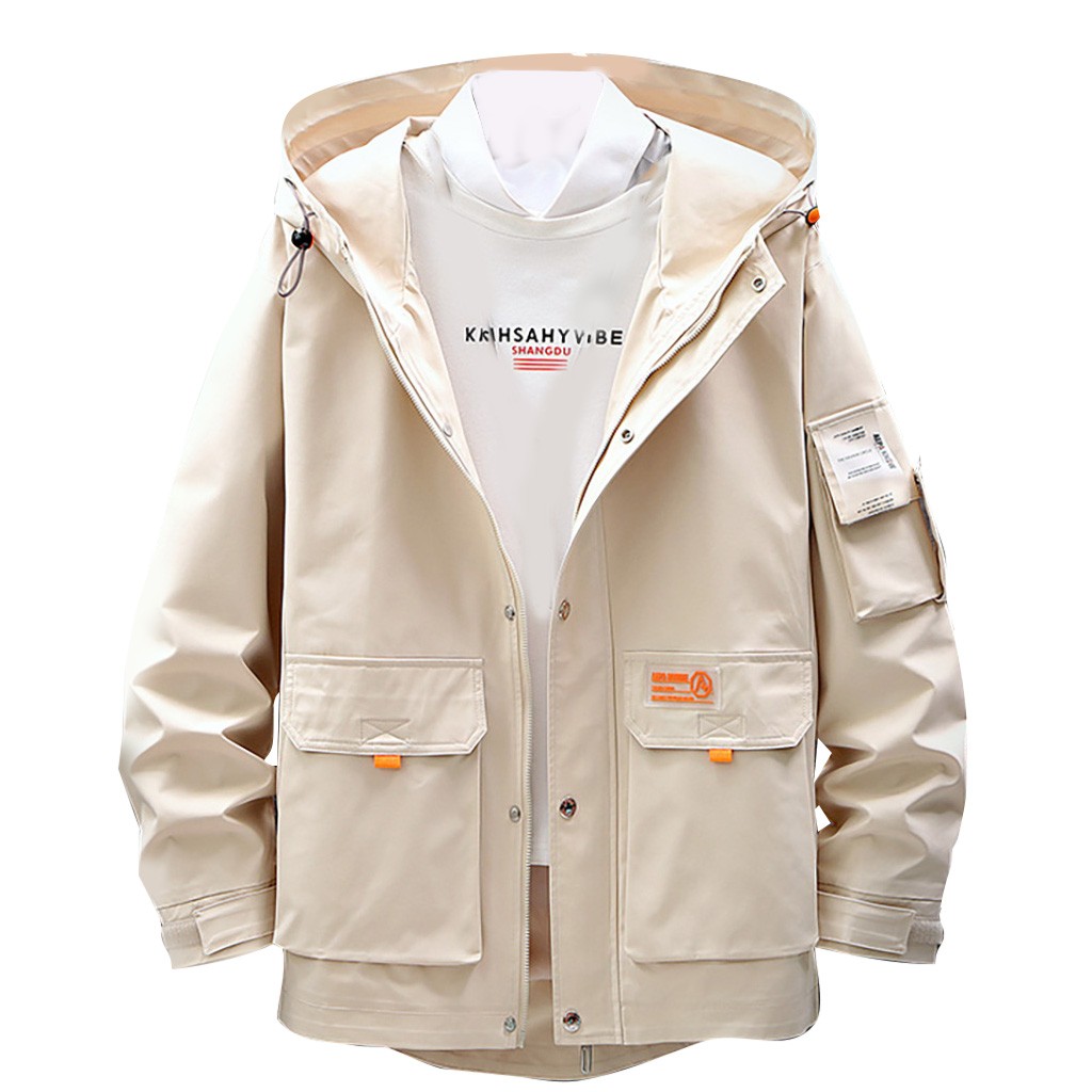 

SAGACE Men's Autumn Spring Casual Fashion Solid Color Hoodies Outwear Tops Coat New Men's Pockets Bomber Zipper Jacket August 27, Black