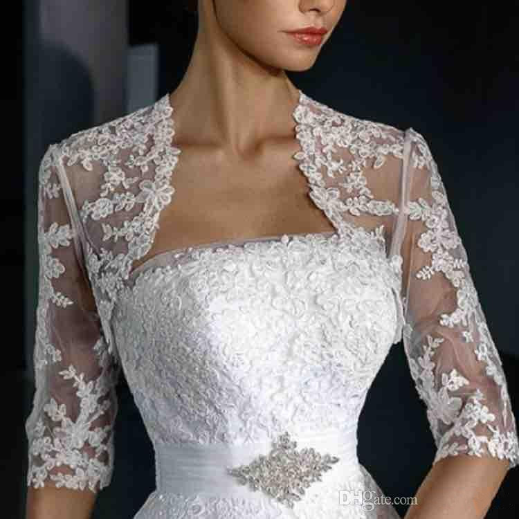 Luxury Rhinestone Bolero Wedding Jacket Lace Crystal Topper White Ivory Plus New