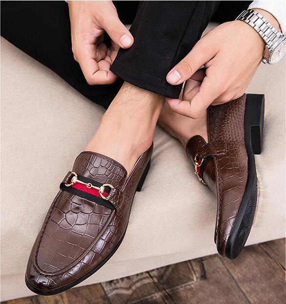 

Hot Sale-ual Loafers Leather Slip-on Dress Shoes Handmade Smoking Slipp, Black