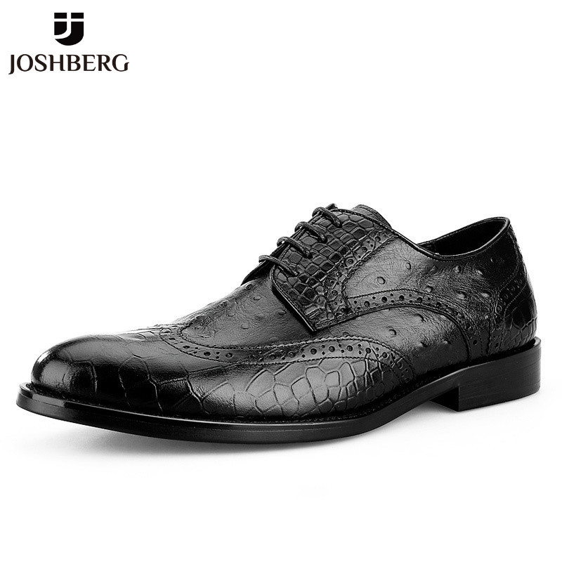 

JOSHBERG New Men's Leather Shoes Handmade Comfortable Shoes Men's Classic Fashion Trampki Promotion, Black