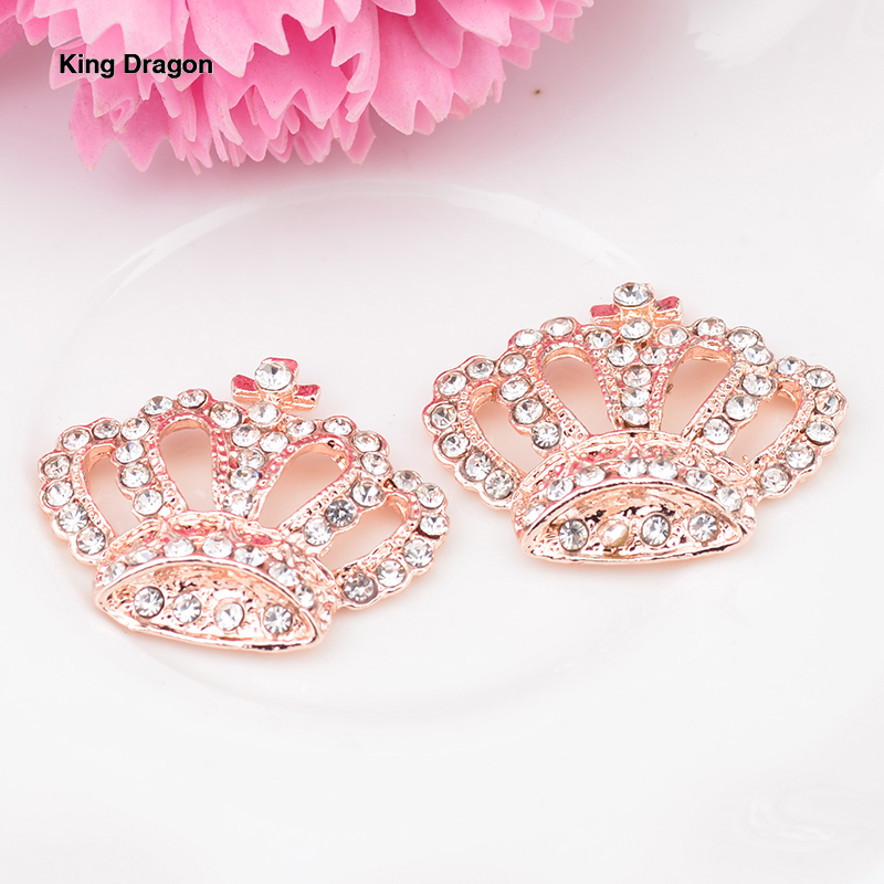 

2019 New Arrival Rhinestone Crown Buttons Used On Craft 24MM*28MM 20PCS/Lot Shank Back 4 Colors KD540, Black
