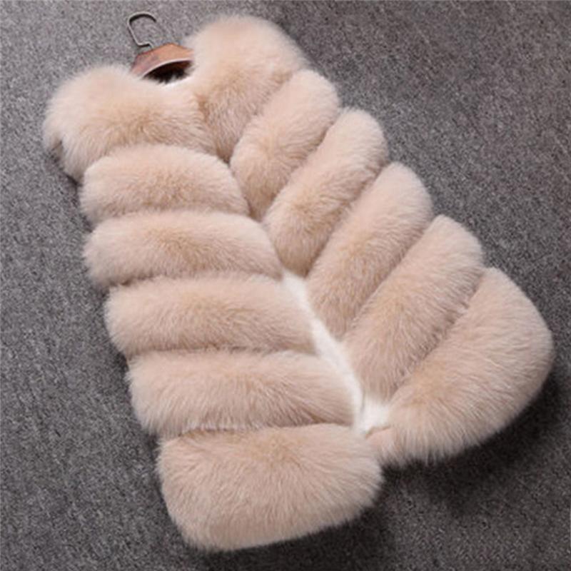 

Artifical Fur Vest Coat Women Winter Warm Faux Fur Waistcoat Female Sleeveless Jacket Outerwear Thick Plush Streetwear A40, White