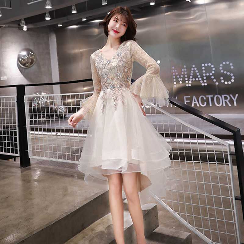 

Champagne Banquet evening dress female girl evening dress new annual meeting birthday party skirt long princess