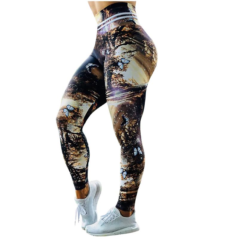 

Workout Sports Yoga Pants 2020 New Fashion Ladies' printed High-waist Hip Stretch Underpants Running Fitness Yoga Leggings, Black