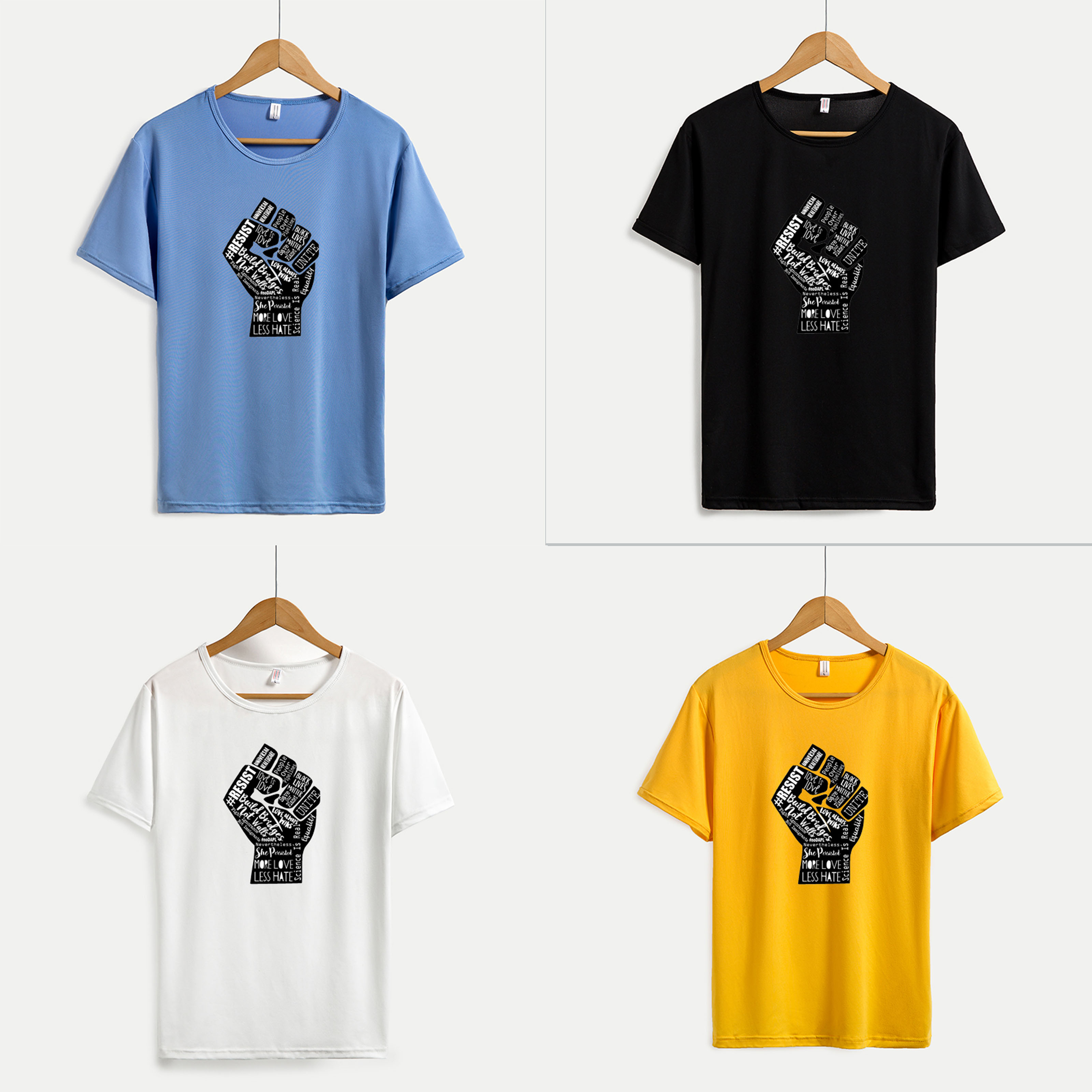 

Black Lives Matters 2020 Resist T Shirts for Women Fashion Pattern Tops for Girls Summer Active Tees Build Bridges Not Walls for Wholesale, Yellow
