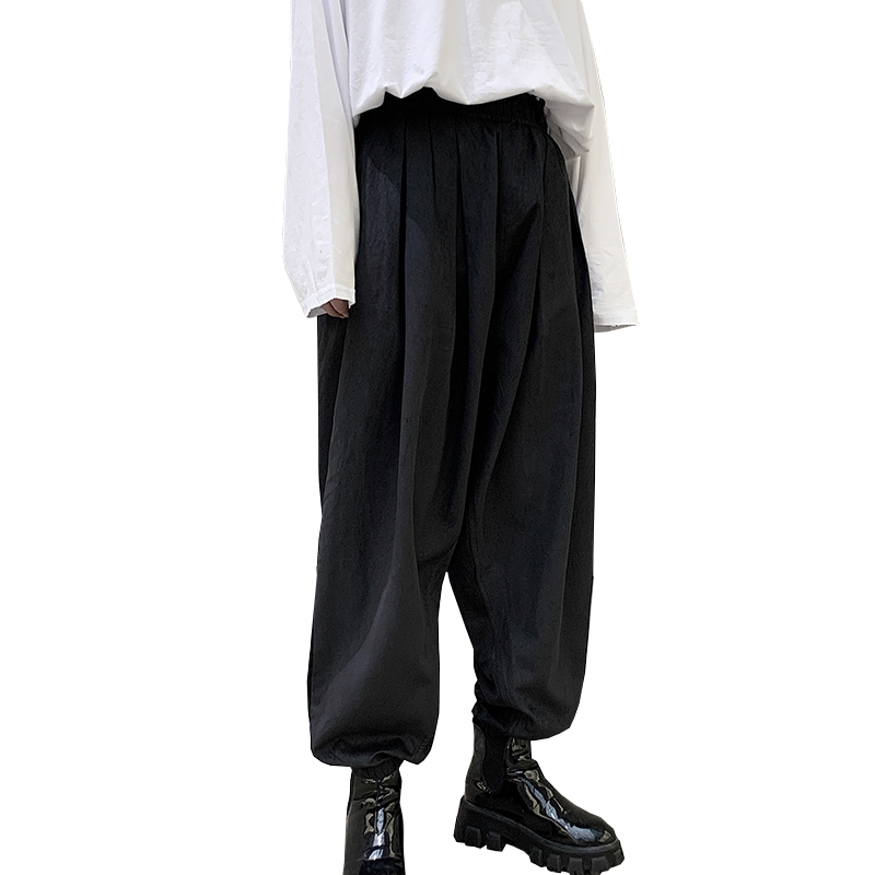 

Men Summer Thin Cool Casual Loose Harem Pant Male Women Japan Korea Streetwear Punk Gothic Hip Hop Pant Trousers Broadcloth Flat, Black