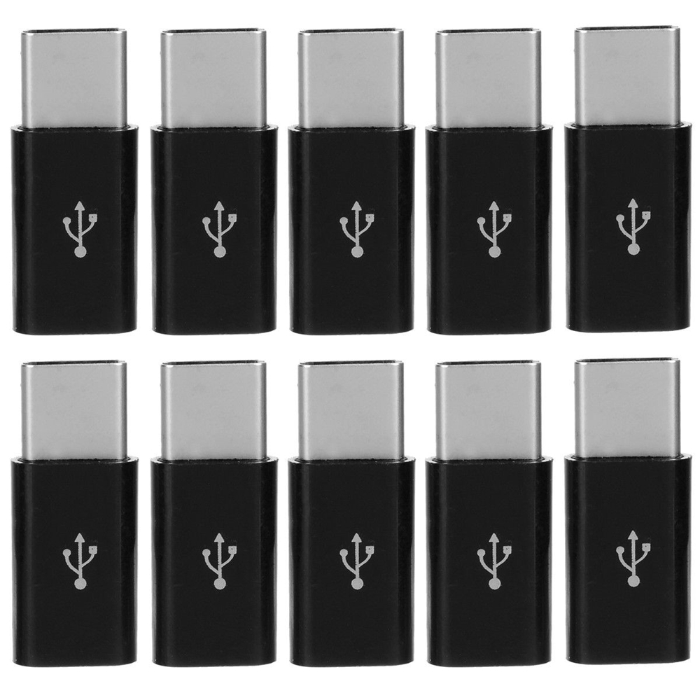 

10 PCS Type C Male to Micro USB Female Connector Adapter, Black