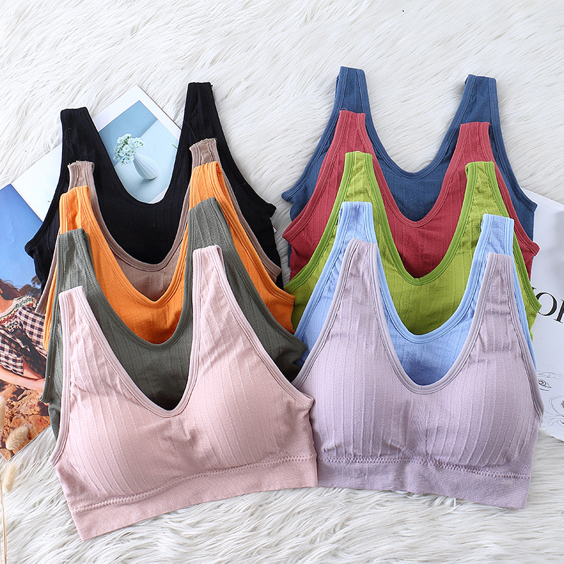 

Women Bra Seamless Thread Tube Top Beauty Back Underwear Female Fashion Sports Wrap Chest Without Steel Ring Push Up Bras, Black