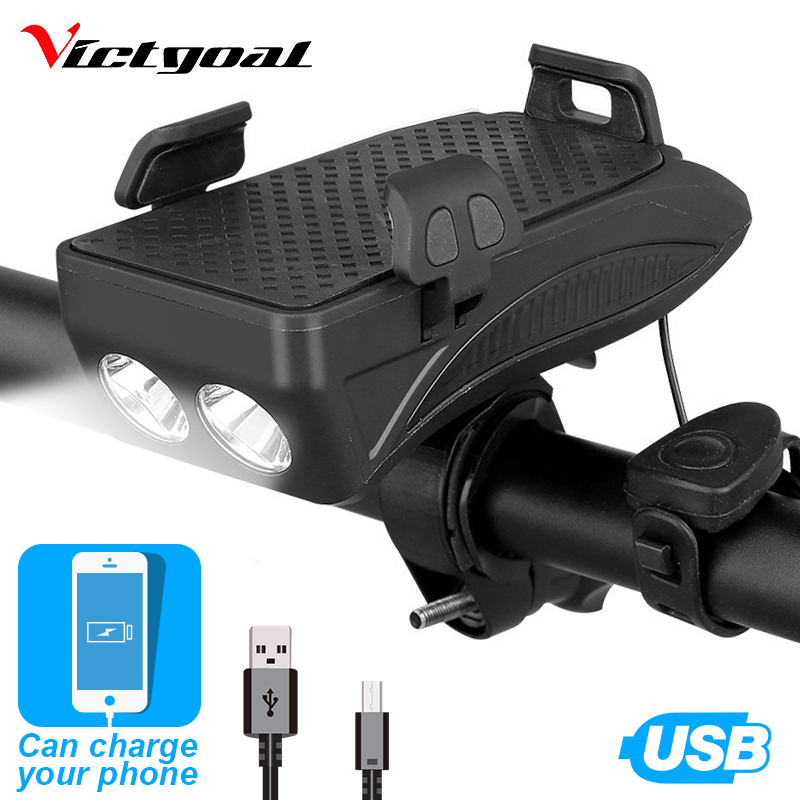 

Victgoal Bicycle Phone Holder Adjustable Bike Handlebar Clip Stand GPS Light USB Charging Cycling Bracket Mount For Smart Phone