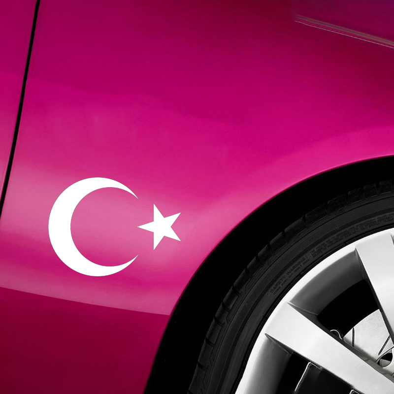

14*10cm Islam Turkey Flag Star Star Sticker Half Fashion Personality Creativity Car Sticker Vinyl Decals Car Styling, Color