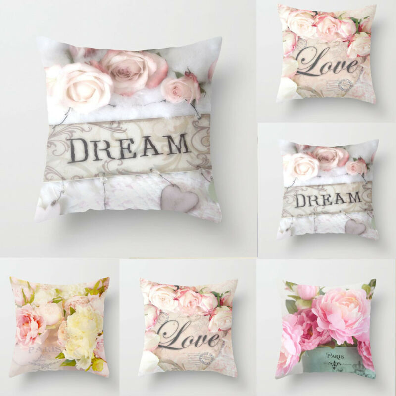 

2020 HOT Throw Pillowcases Rose Pattern Printed Cushion Cover Square Sofa Pillow Case Flower Cushion 45cm x 45cm Home Art Decor