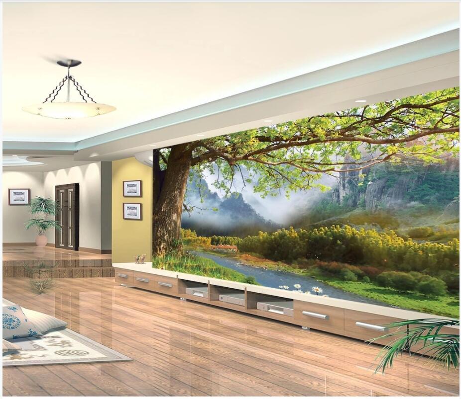 

3d wallpaper custom photo mural Beautiful big tree landscape scenery background wall home decor living room wallpaper for walls 3 d, Non-woven wallpaper