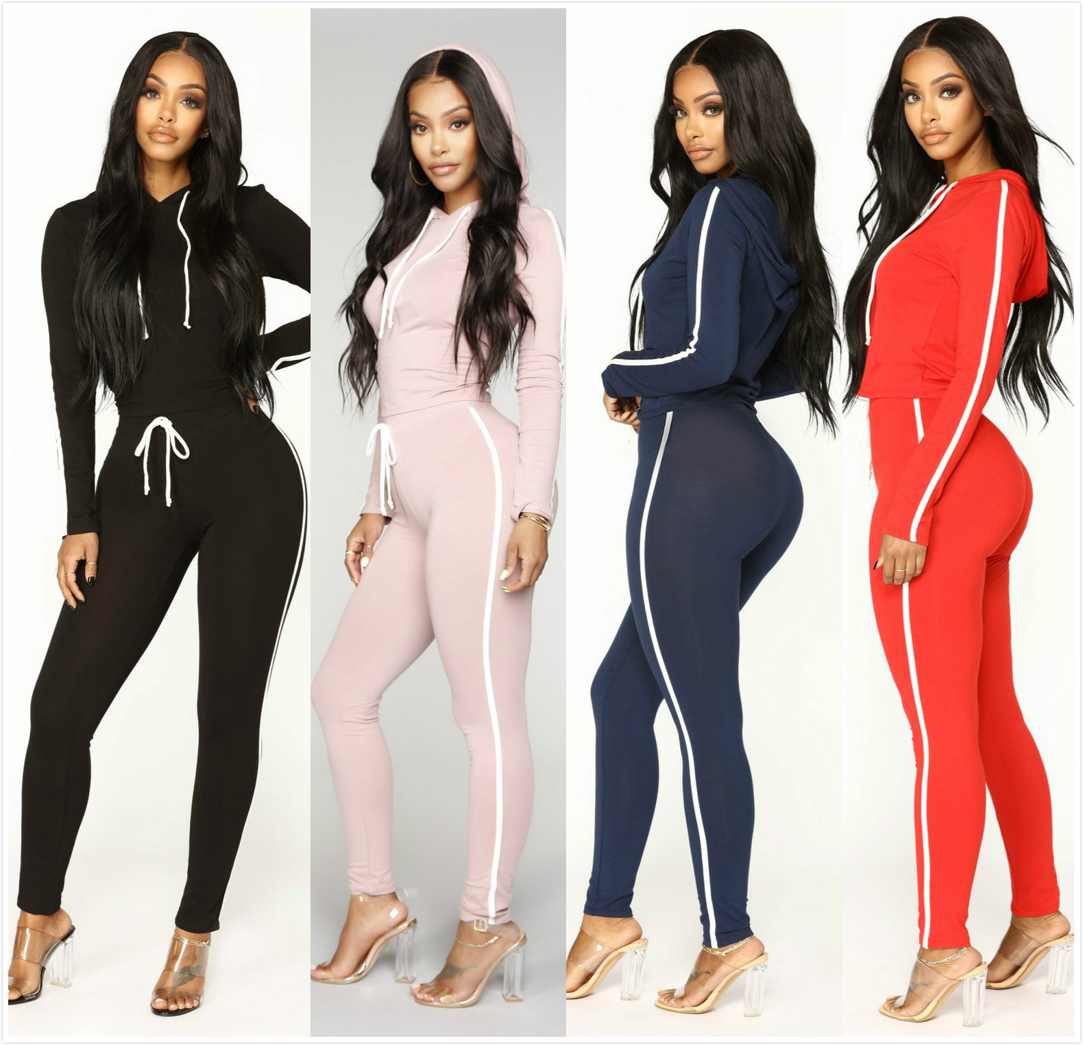 

Winter Women Two Piece Sets Running Tracksuit Casual Fleece Warm Hooded Hoodie Sweatpants Female Sports Suit Sets, Red