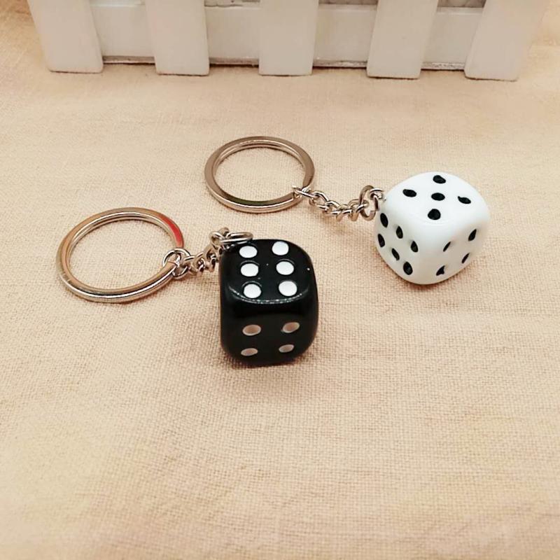 

FREE Shipping by FEDEX 100pcs/lot New Plastic 2cm Dice Key Chains 3D Dice Shaped Keyrings for Gifts