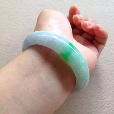 

zheru jewelry natural Burmese emerald green 54mm-64mm two-color bracelet elegant princess bracelet best gift
