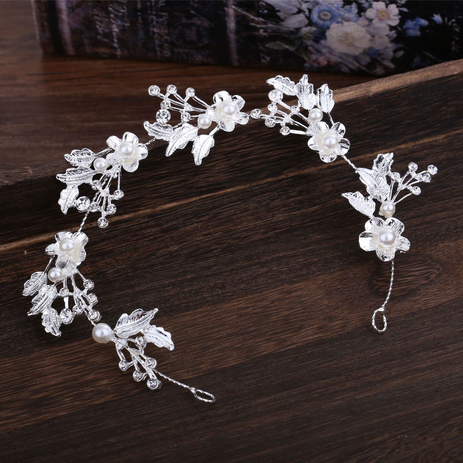 

wedding Hair Band Pearls Bride Wedding Soft Chain Hair Hoop Headwear Silver Leaf You Diamond Rhinestone Flower Hair Decorate