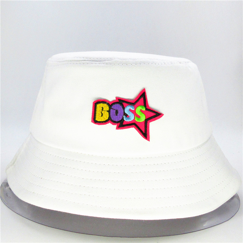 

LDSLYJR Cotton boss letter embroidery Bucket Hat Fisherman Hat outdoor travel hat Sun Cap Hats for men and Women 293, Black