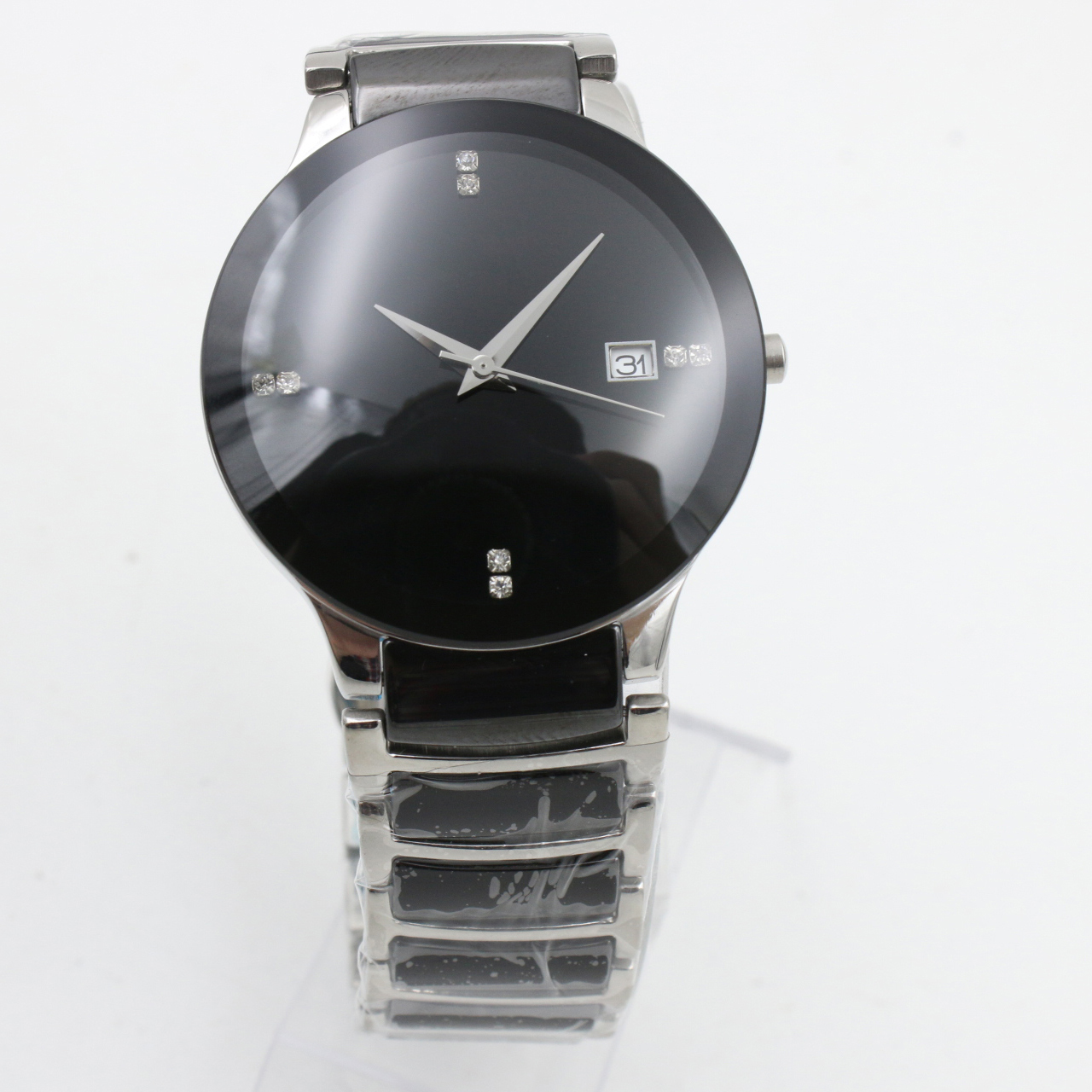 2026 New Couple Rad CENTRIX Limited Watch Round R30941702 High Quality Date Ceramic Black Quartz Movement Fashion Watches Free Shipping