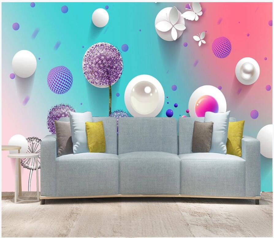 

3d wallpaper custom photo Dandelion round colorful background wall living room home decor 3d wall murals wallpaper for walls 3 d, Non-woven wallpaper