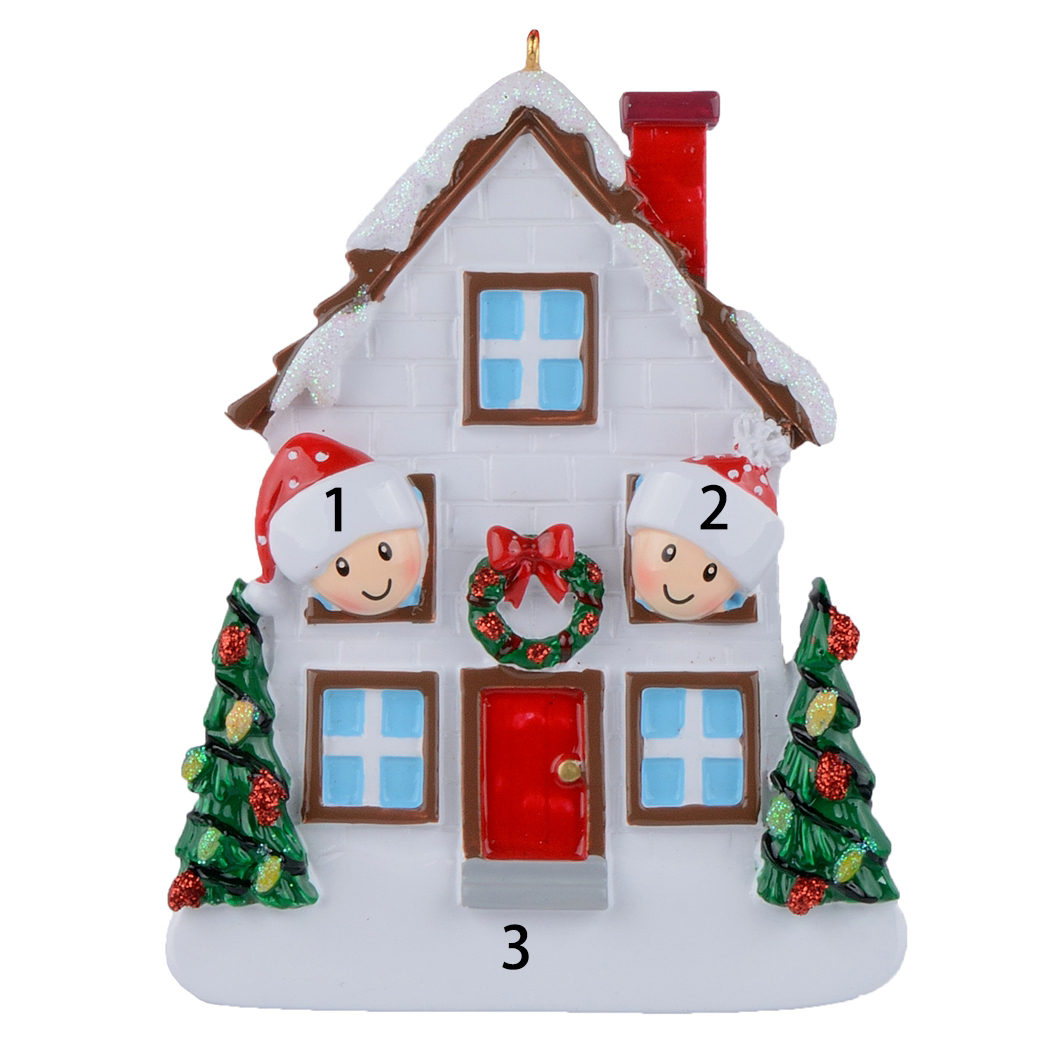 

Free Personalization--Wholesale Family of 2 3 4 5 Christmas House Resin Personalized Ornament Holiday Gift Home Decoration