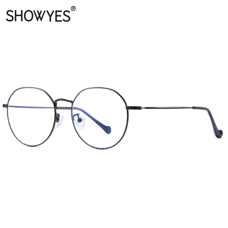 

Sunglasses Computer Glasses Women Round Anti Blue Radiation Eyeglasses Men Clear Lens Gold Frame Anti-blue Ray Protect Eye 009