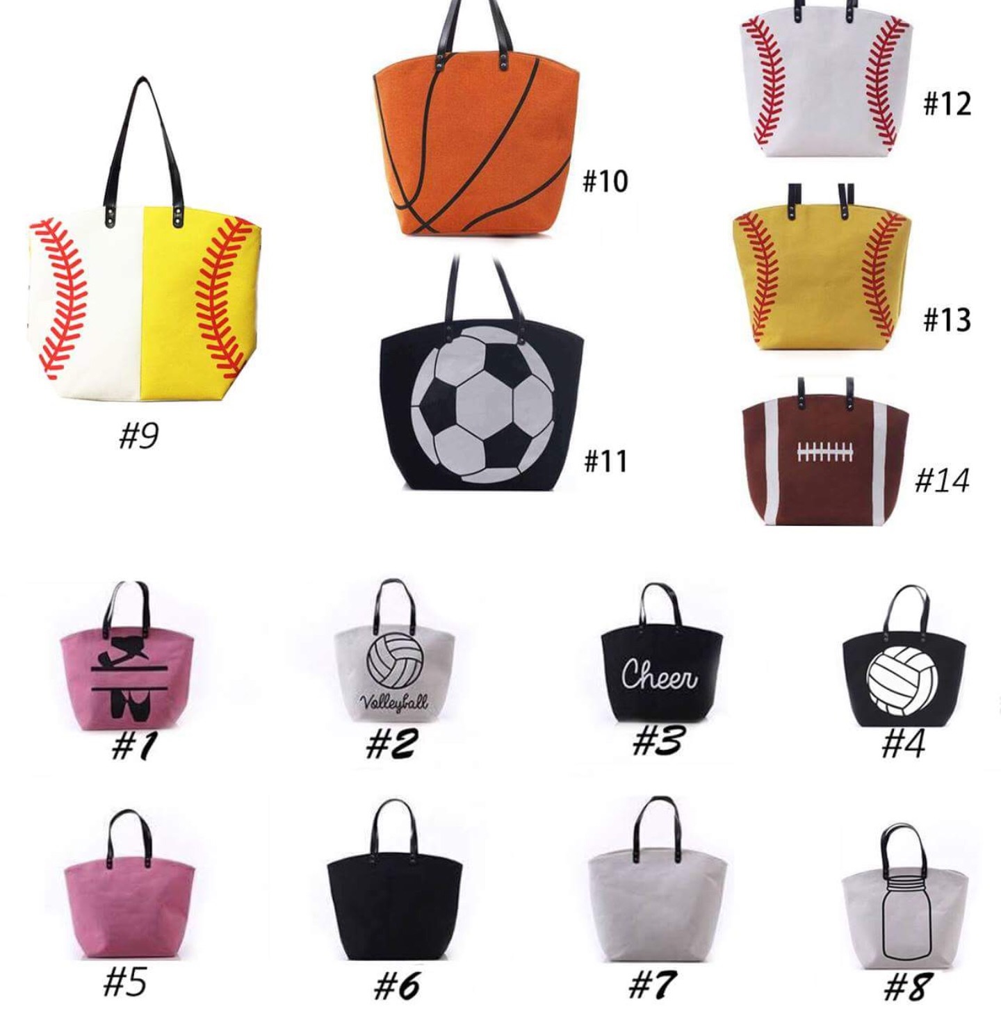 

Canvas Bags Baseball Tote Sports Bags Casual Softball Bag Football Soccer Basketball Cotton Canvas Tote Bag DC166, As pic