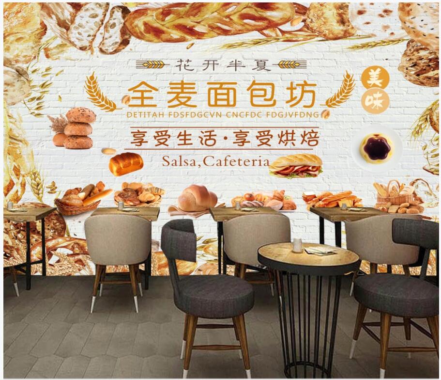

3d wallpaper custom photo Green Healthy Whole Wheat Bakery Western Restaurant Burger Pizza home decor 3d wall murals wallpaper for walls 3 d, Non-woven