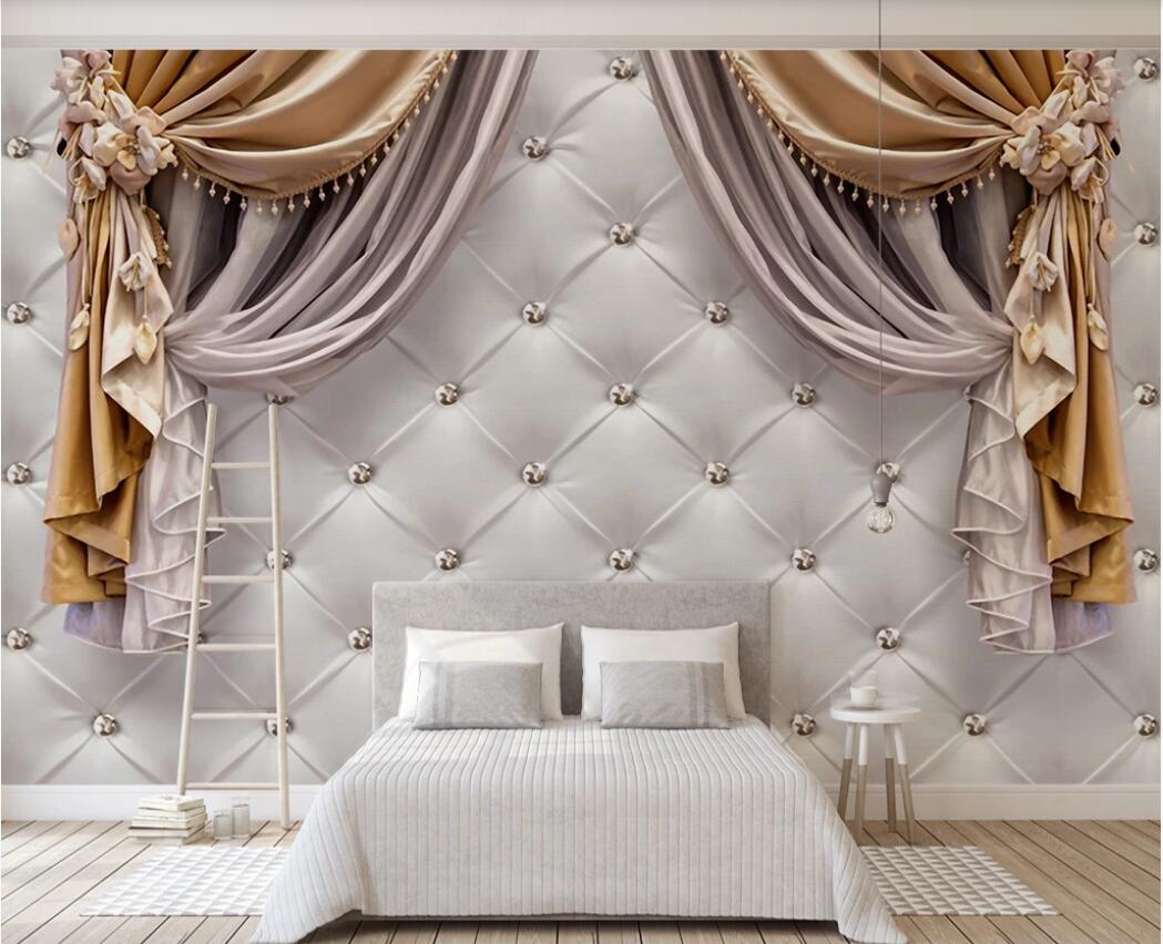 

3d room wallpaer custom photo murals 3d european-style curtain soft package TV background wall wallpaper for walls 3d, Non-woven