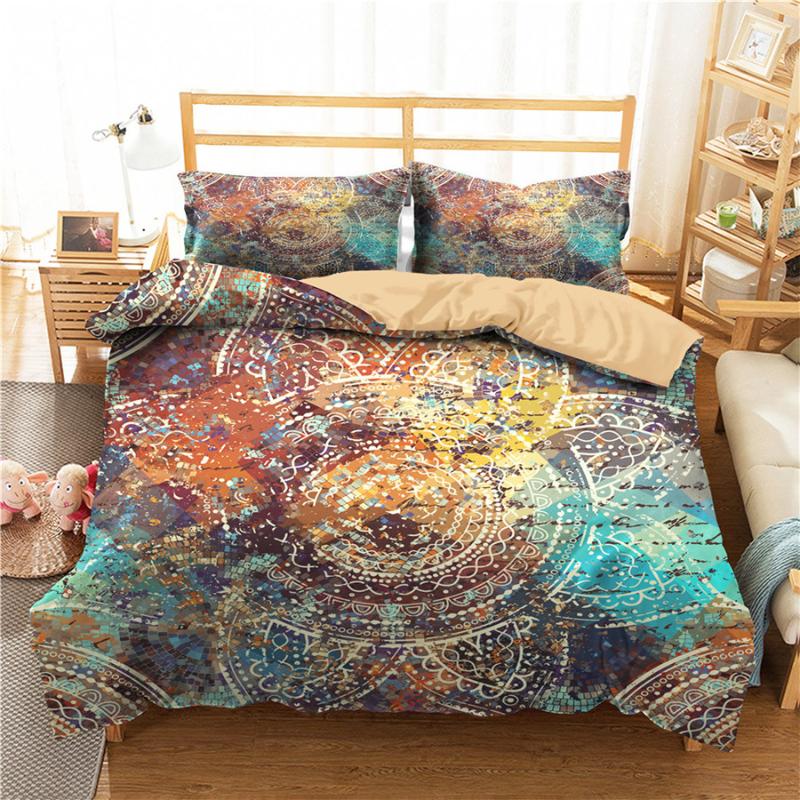 

A Bedding Set 3D Printed Duvet Cover Bed Set Bohemian Mandala Home Textiles for Adults Bedclothes with Pillowcase #MTL03, As pic
