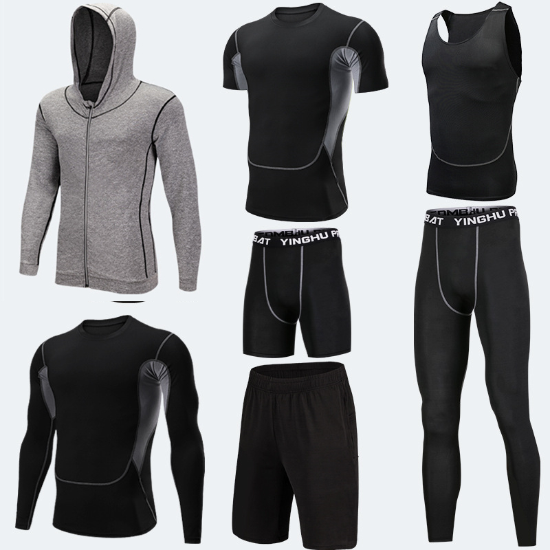 

7PCS Compression Set Men Sport Suits Running Training Set Quick Dry Basketball Jogging Compression Sport Gym Fitness Clothes