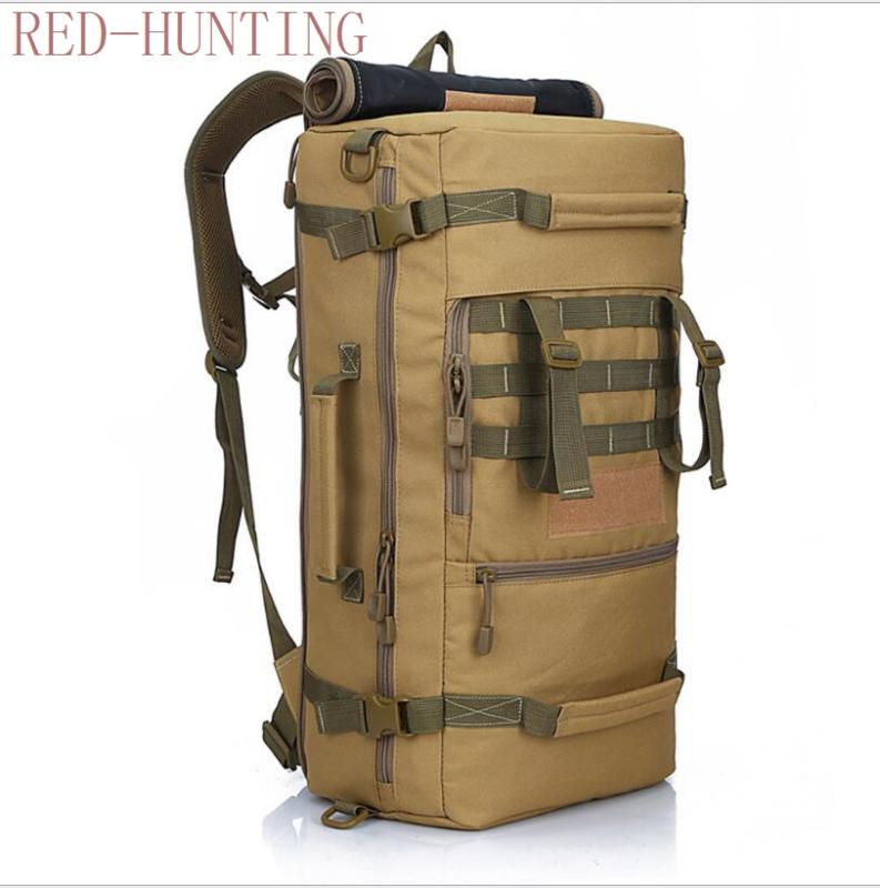 

Newly 50L Men's Tactical Backpack Camping Bags Mountaineering Hiking Travel Rucksack Waterproof Nylon School Bag, Black