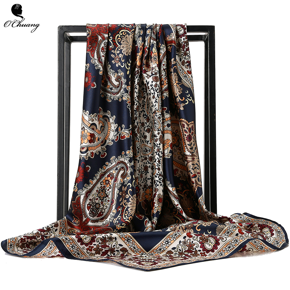 Art und Weise Frauen Leopard Seide Satin Quadrat Schals Büro Mode Kopf Schal