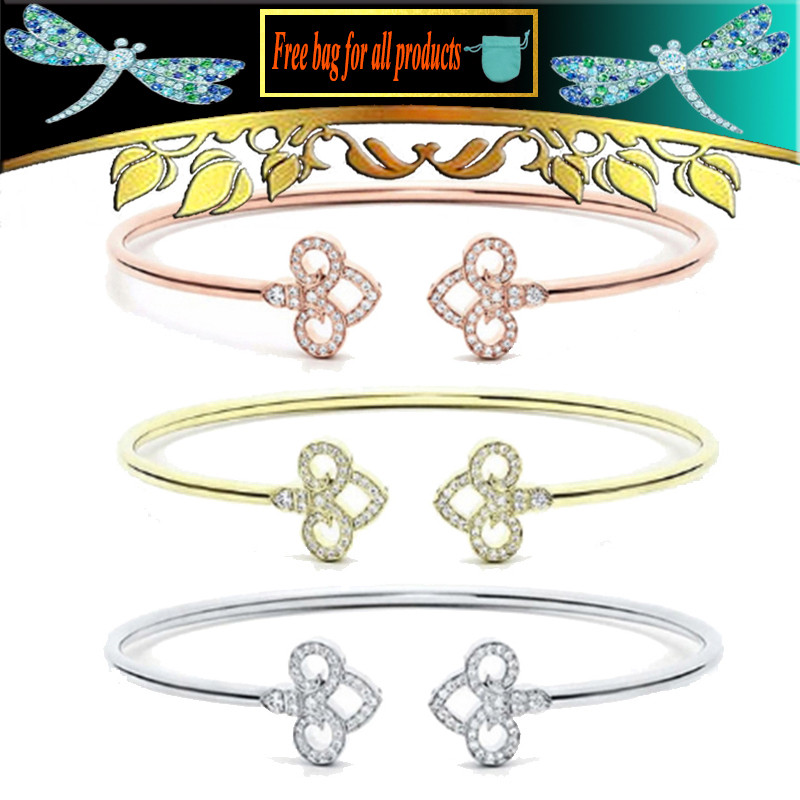 

Women Opening bracelet 925 Sterling silver Jewelry fashion Cutout iris Zircon Silverware wristband accessories Valentine's gift