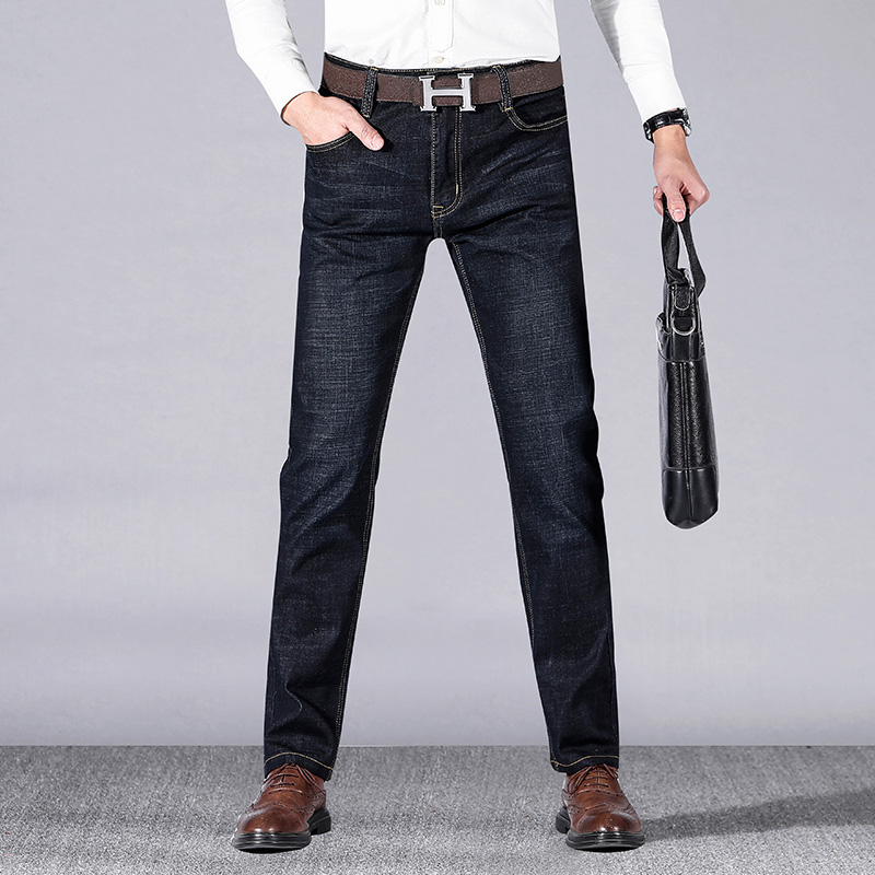 

2019 New Brand Jeans Fashion Biker Skinny Jeans Men Cotton Business Casual Straight Stretch Denim Pants Classic Men, Black