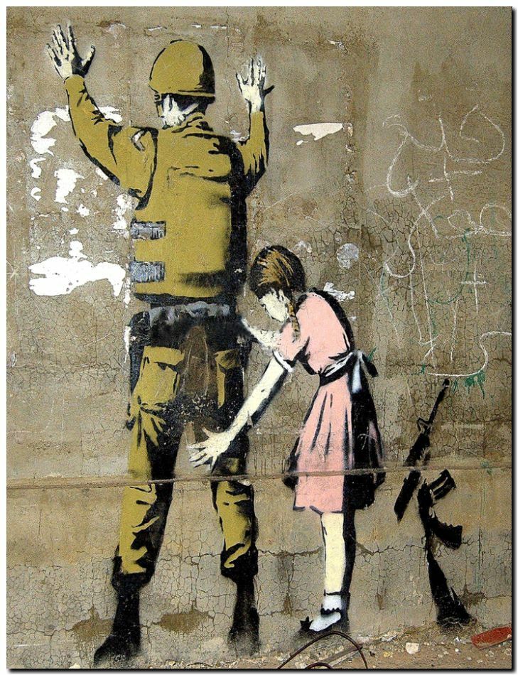 

BANKSY STREET ART Girl Searches soldier Home Decor Handpainted &HD Print Oil Painting On Canvas Wall Art Canvas Pictures 191118