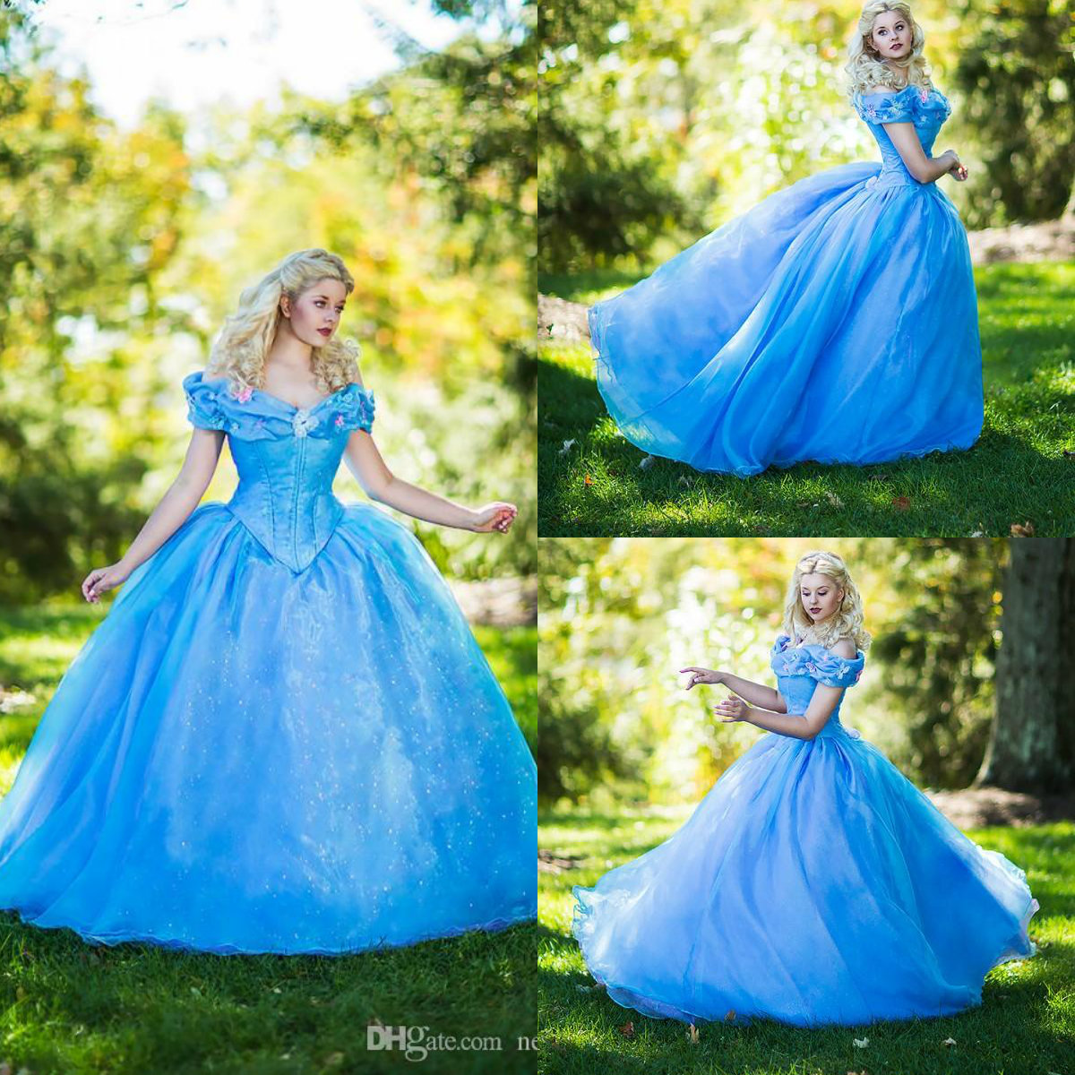 

2019 Princess Off Shoulder Prom Dresses Glitter Butterfly Applique Ball Gown Party Dress Floor Length Plus Size Vintage Evening Gowns, Daffodil