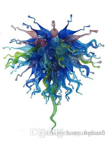 

Free Shipping 100% Mouth Blown Borosilicate Christmas Decor Lamps Multicolor Murano Glass Art Style Crystal Chandelier Light