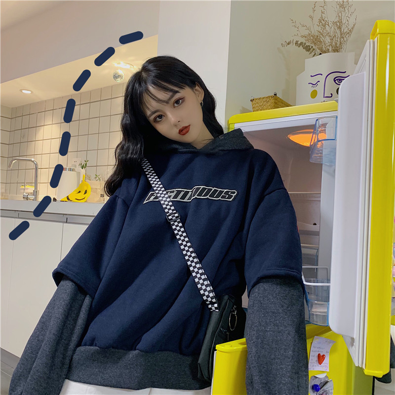 

New cotton knit long-sleeved knit sweater women's casual sweater women 2019 loose jumper pull pullover tricot, Navy blue